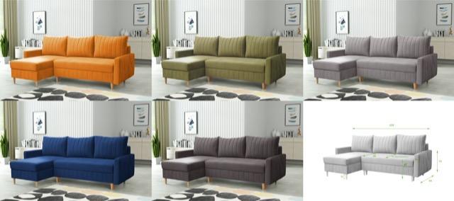Ecksofa MILANO Sofa mit Schlaffunktion und Bettkasten L-Form