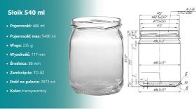 Słoiki szklane 540 ml z transportem w cenie 