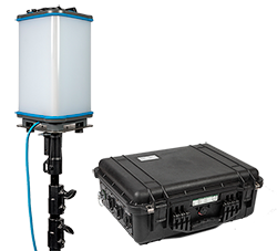 System oświetlenia terenu z wodoodpornym akumulatorem